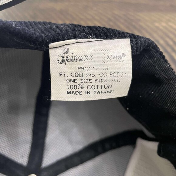 Vintage 80s Leisure Time Iowa Hawkeyes Black Corduroy Trucker Adjustable Hat Cap - Picture 5 of 5